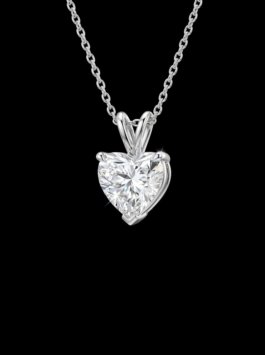 Heart pendant, design render in white gold